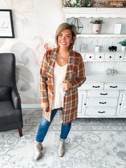 In The Air Plaid Jacket - Rust