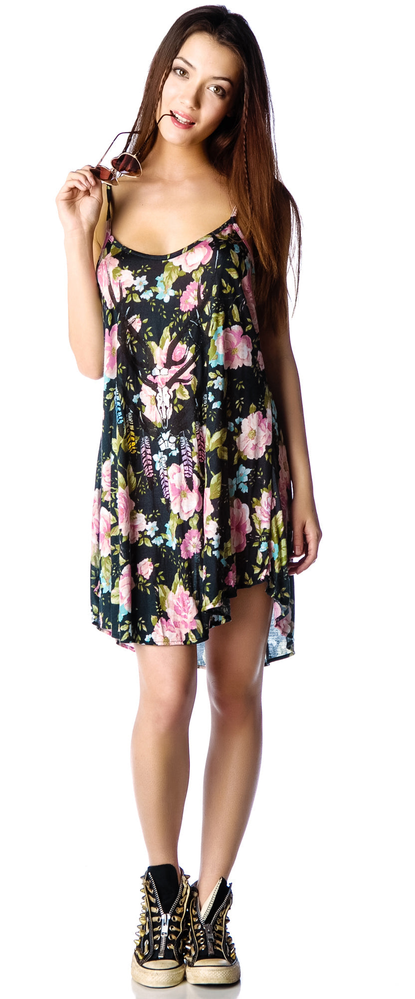 Antler Feathers Slip Dress - Off White