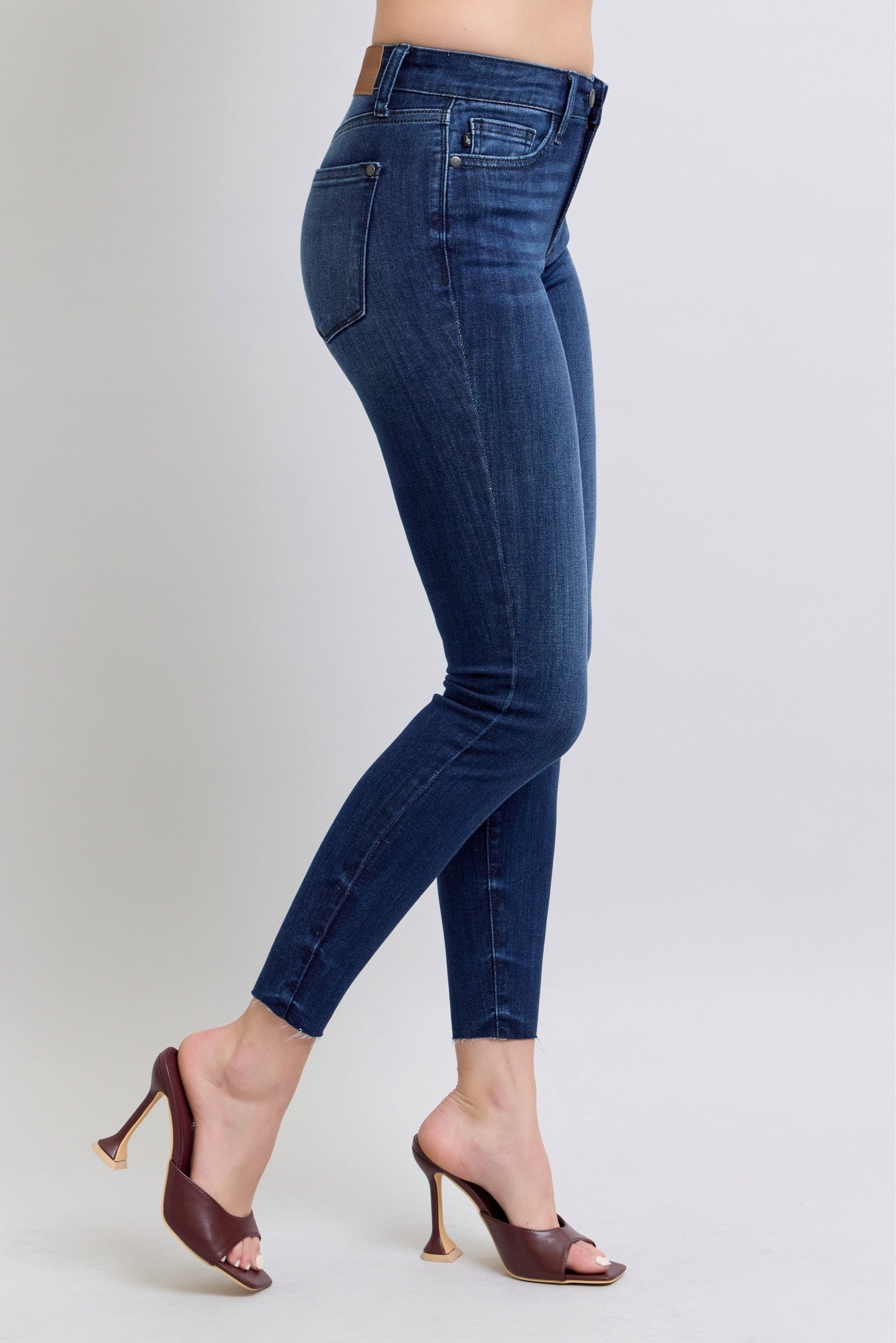 Judy Blue Double Button Raw Hem Skinny Jean