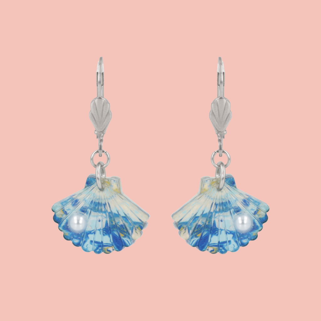 Hot Pearl Summer Earrings (Blue Abalone)