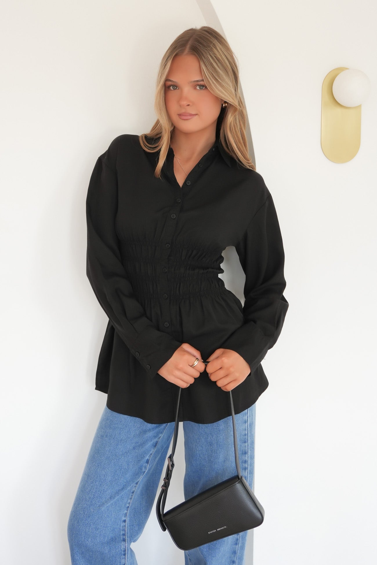 AAE Ruched Shirt Black