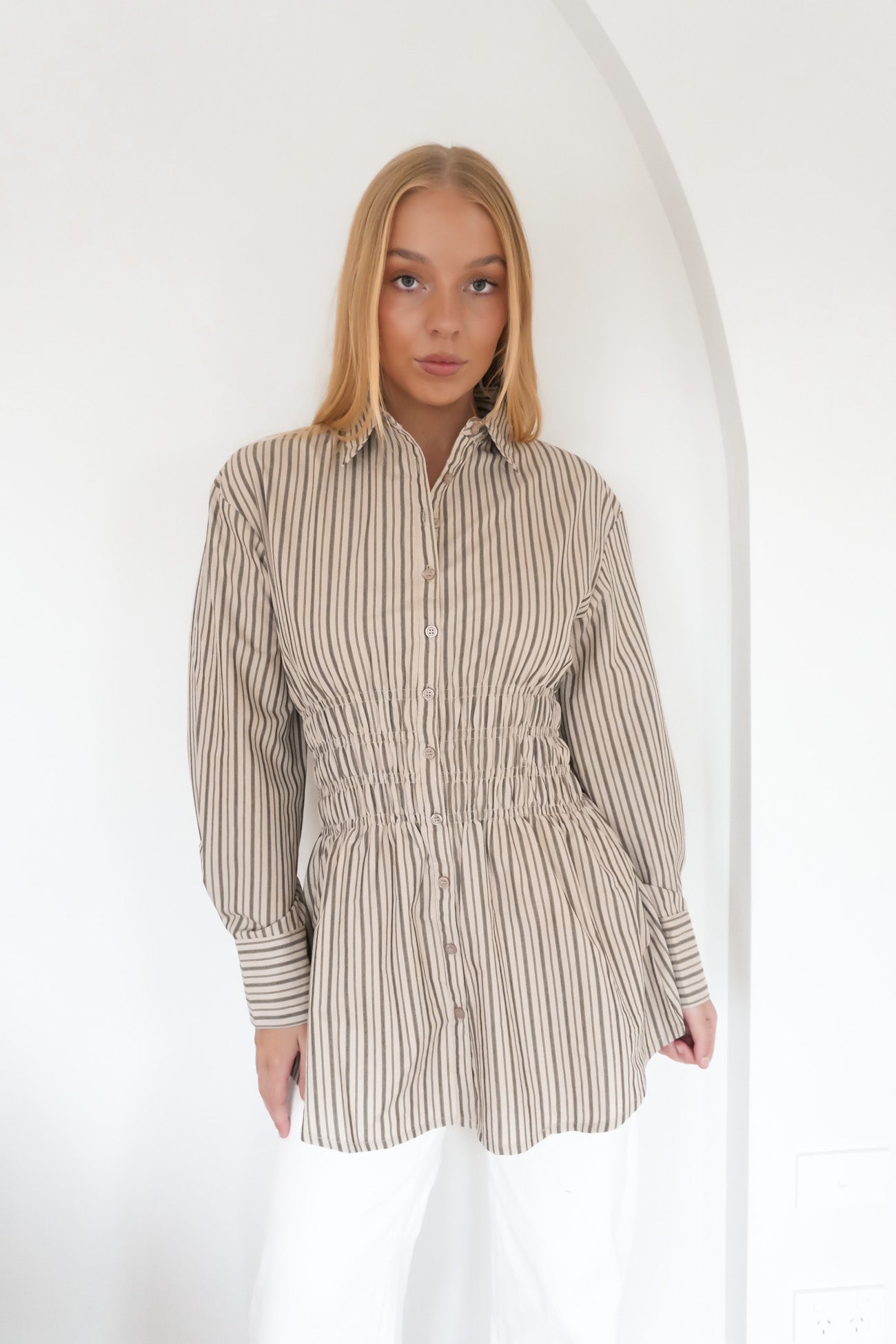 AAE Ruched Stripe Shirt