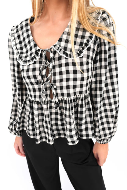 Aiya Top Black White Gingham