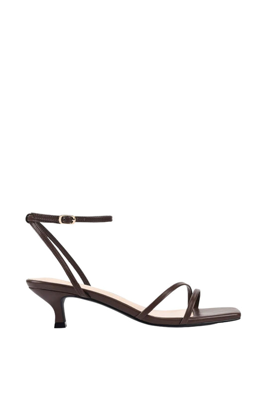 Alex Kitten Heel Sandals Chocolate Brown