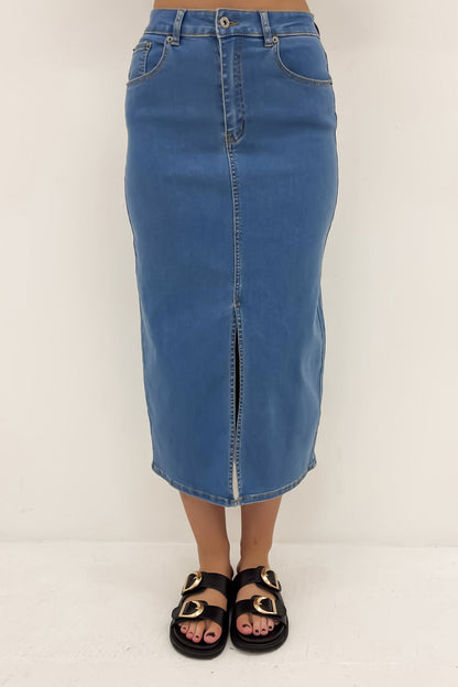 Alivia Denim Midi Skirt