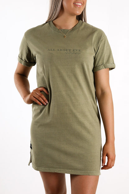 All About Eve Washed Tee Dress Khaki