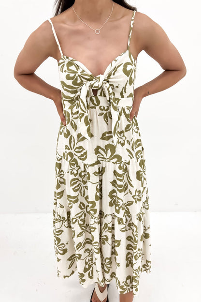 Alyce Midi Dress Cream Green