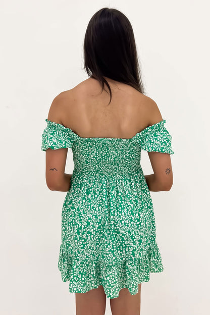 Amalfi Shirred Dress Green