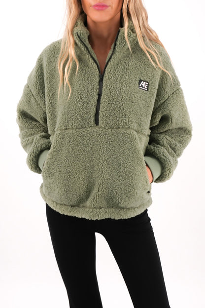 Amara Quarter Zip Teddy Khaki