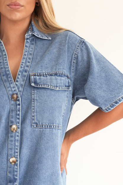 Angie Denim Mini Dress Light Blue