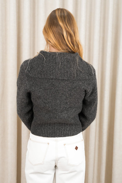 Annalise Zip Thru Knit Charcoal