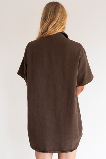 Angie Denim Mini Dress Chocolate