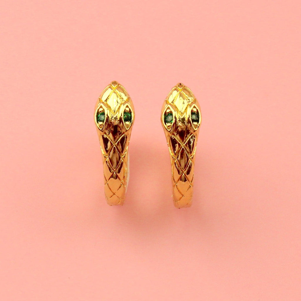 Hers or Hiss Snake Hoop Earrings (Gold Plated)