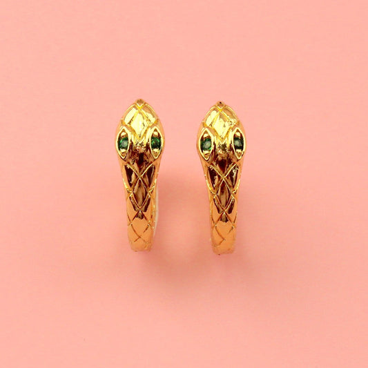 Hers or Hiss Snake Hoop Earrings (Gold Plated)