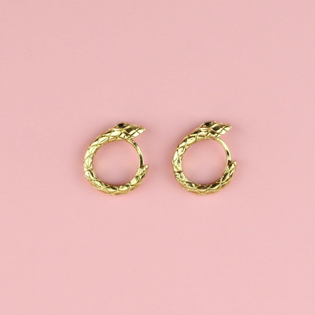 Hers or Hiss Snake Hoop Earrings (Gold Plated)