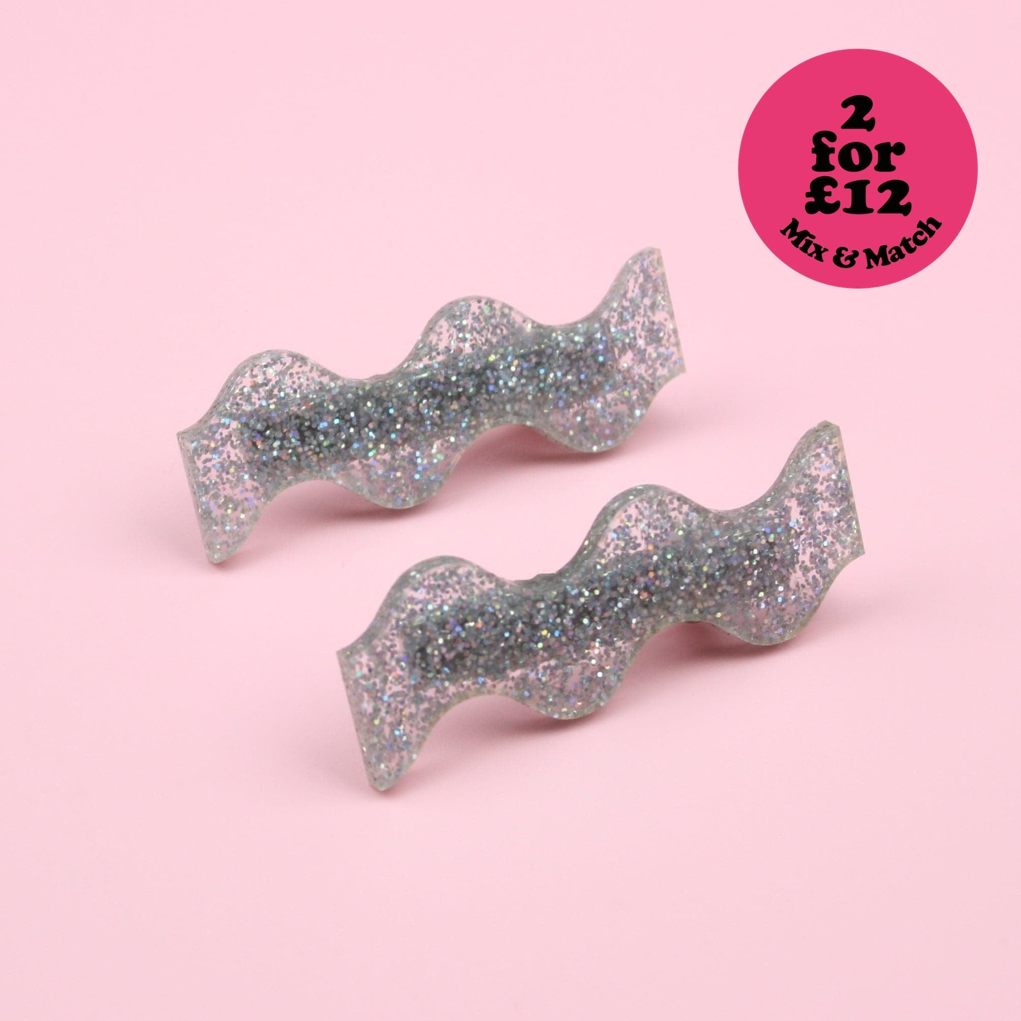 Holographic Glitter Wavy Hair Clips