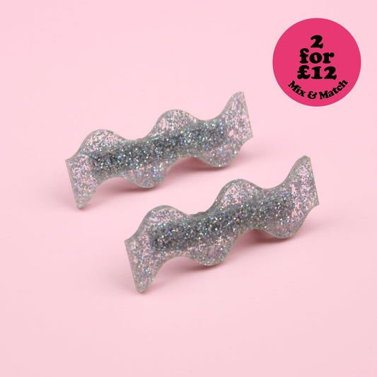 Holographic Glitter Wavy Hair Clips