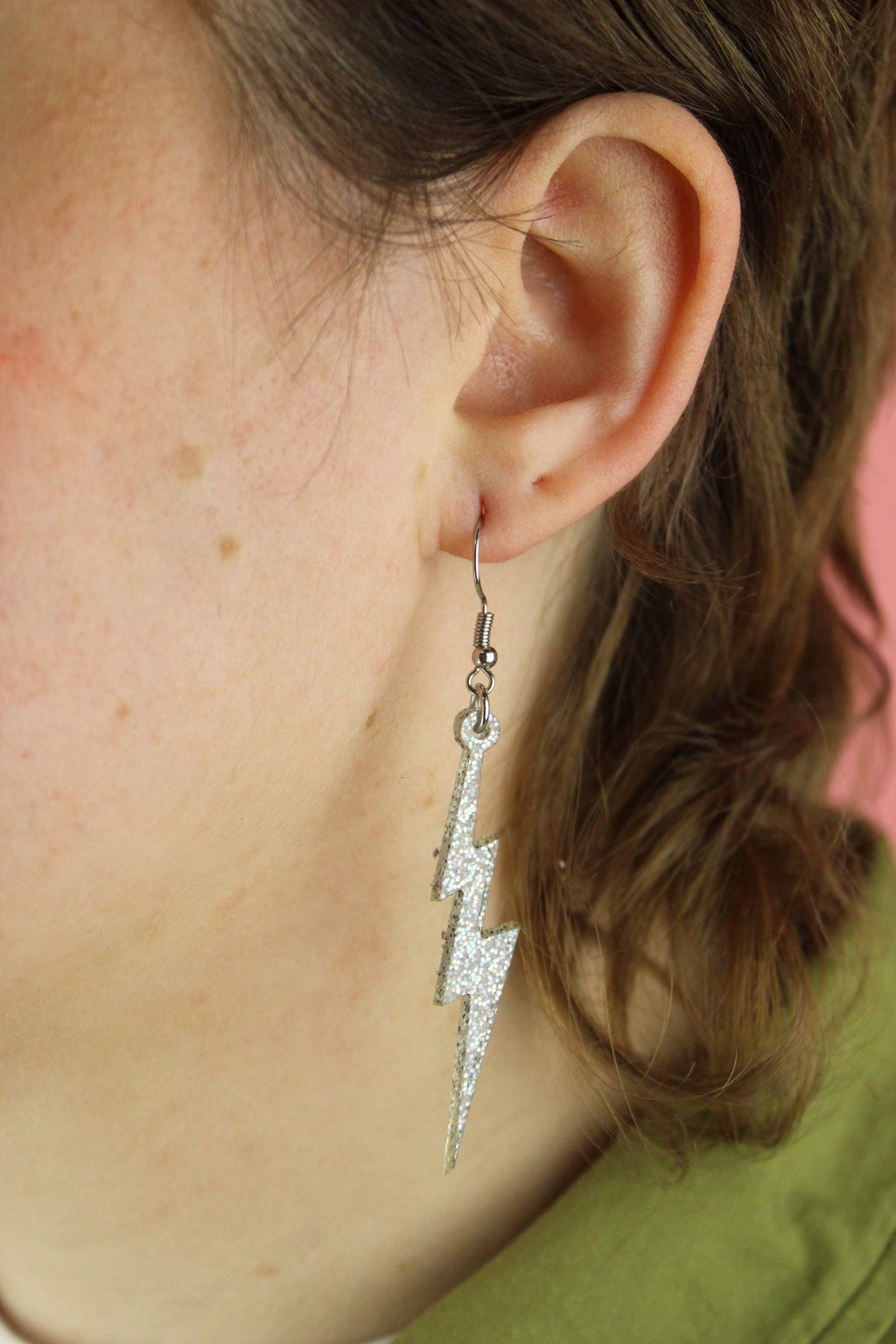 Holographic Glitter Lightning Bolt Earrings