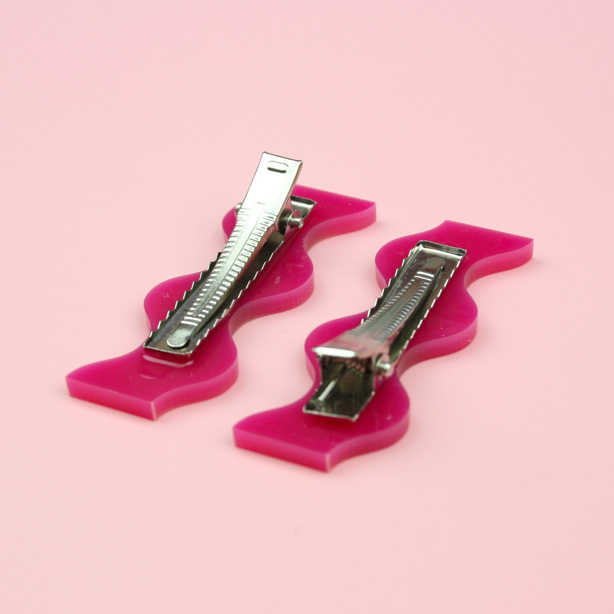 Hot Pink Wavy Hair Clips
