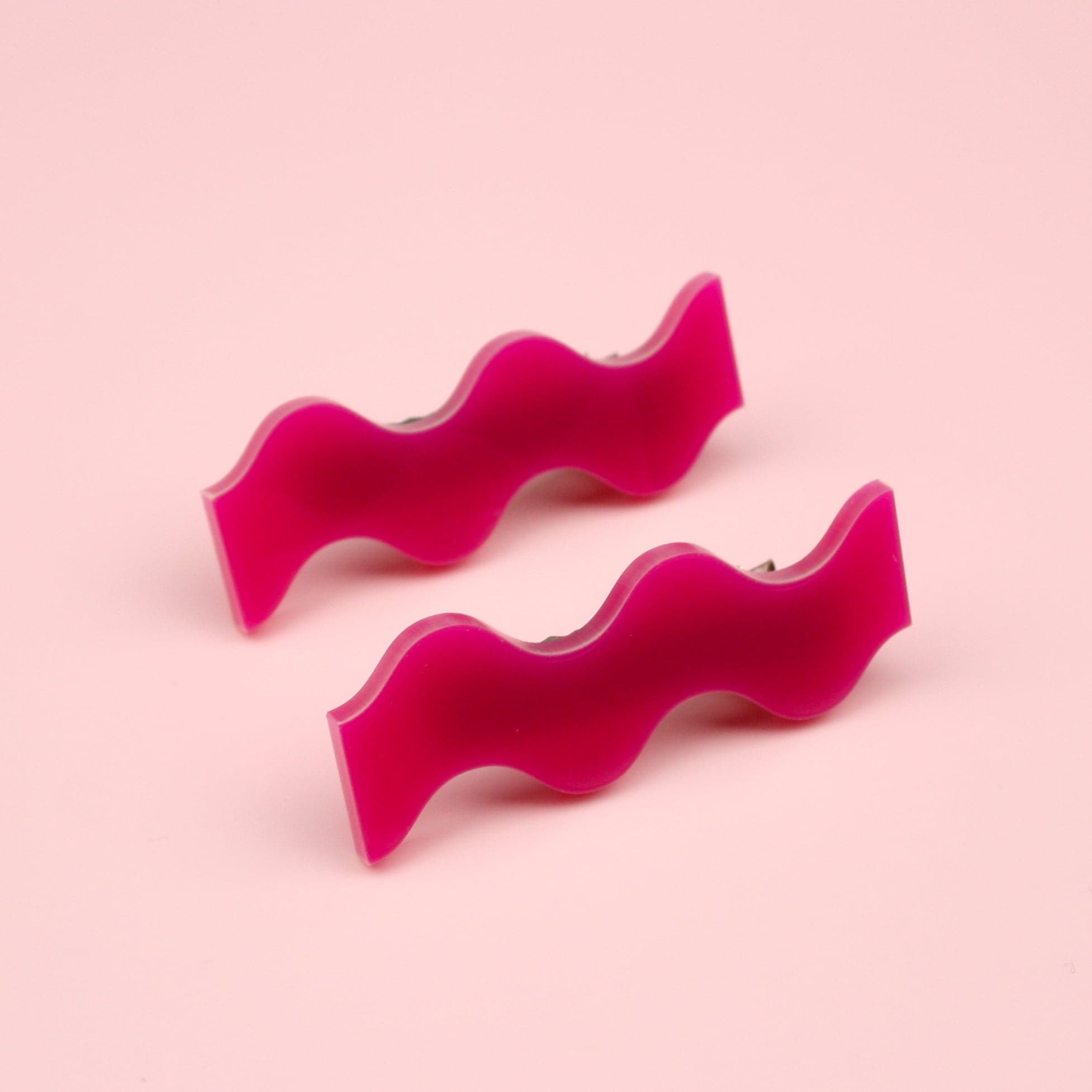Hot Pink Wavy Hair Clips