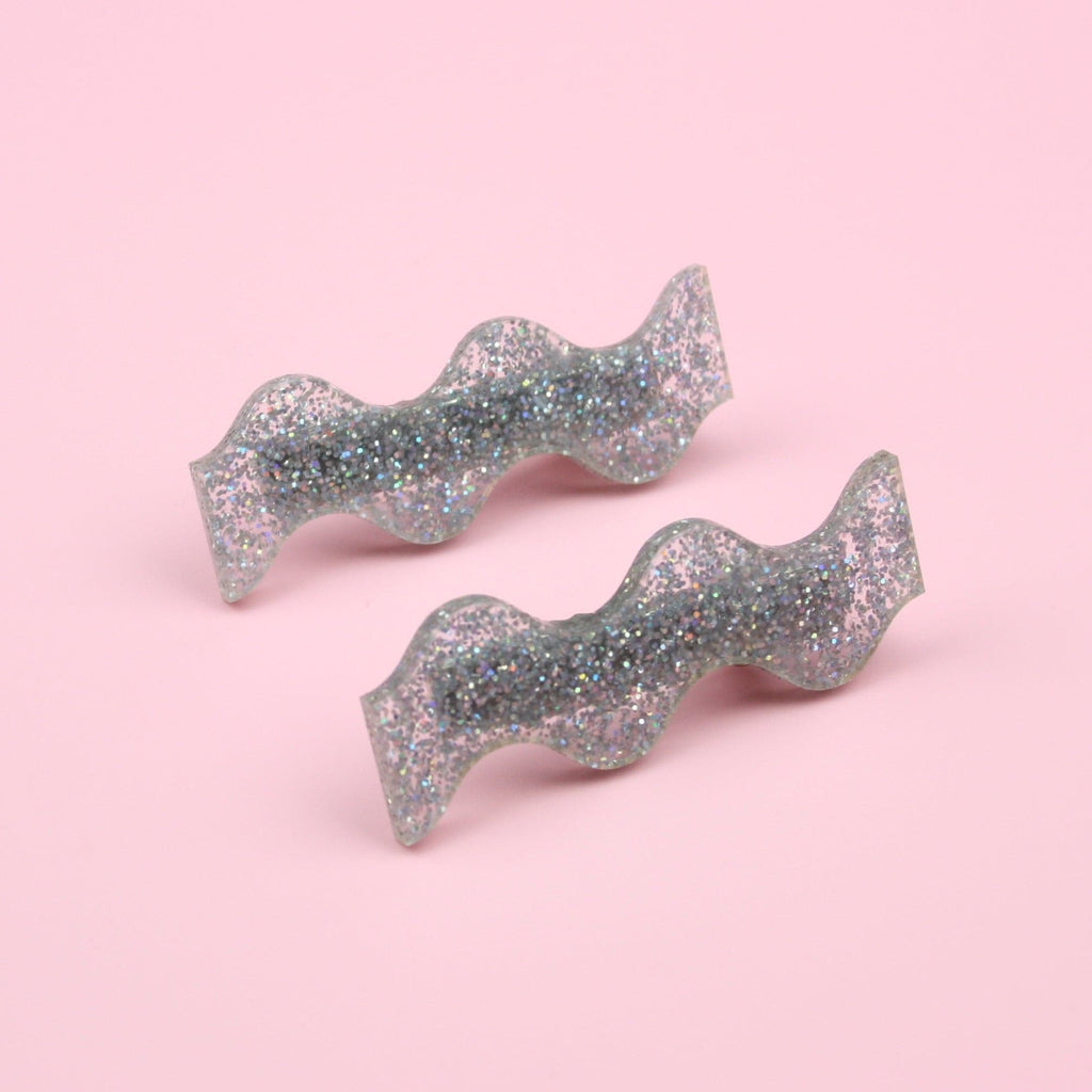 Holographic Glitter Wavy Hair Clips