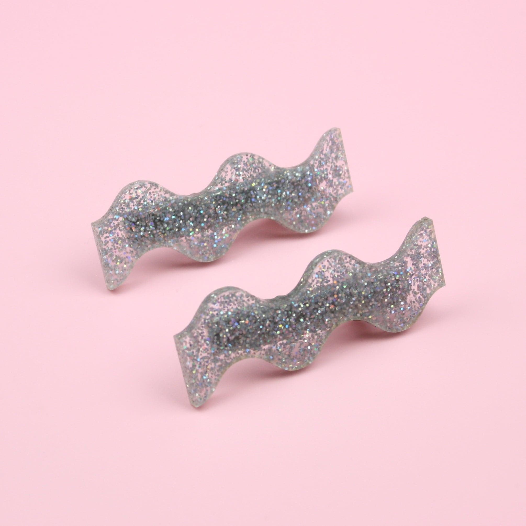 Holographic Glitter Wavy Hair Clips