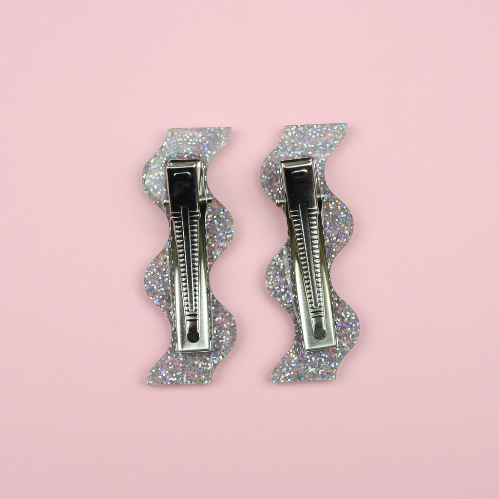 Holographic Glitter Wavy Hair Clips