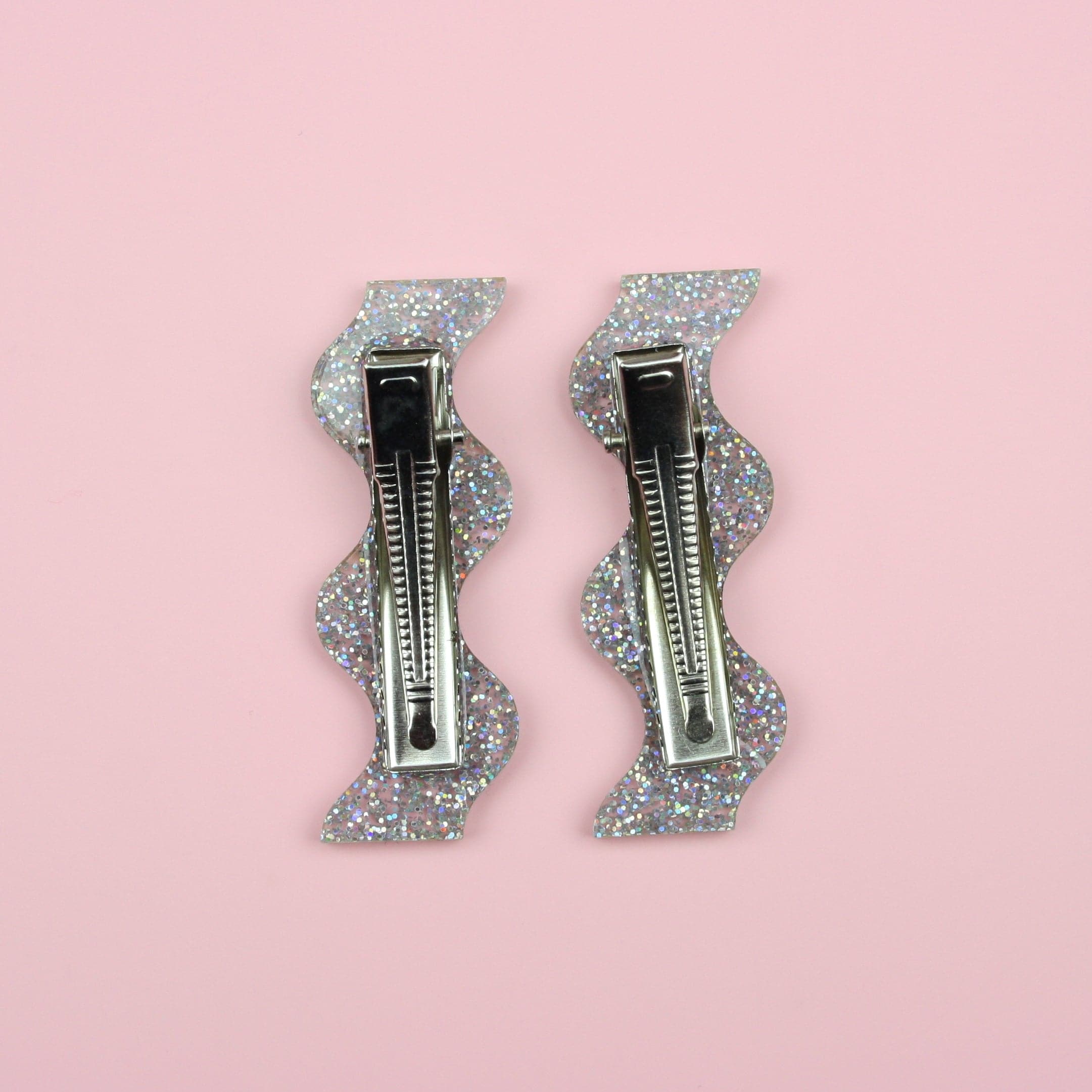 Holographic Glitter Wavy Hair Clips