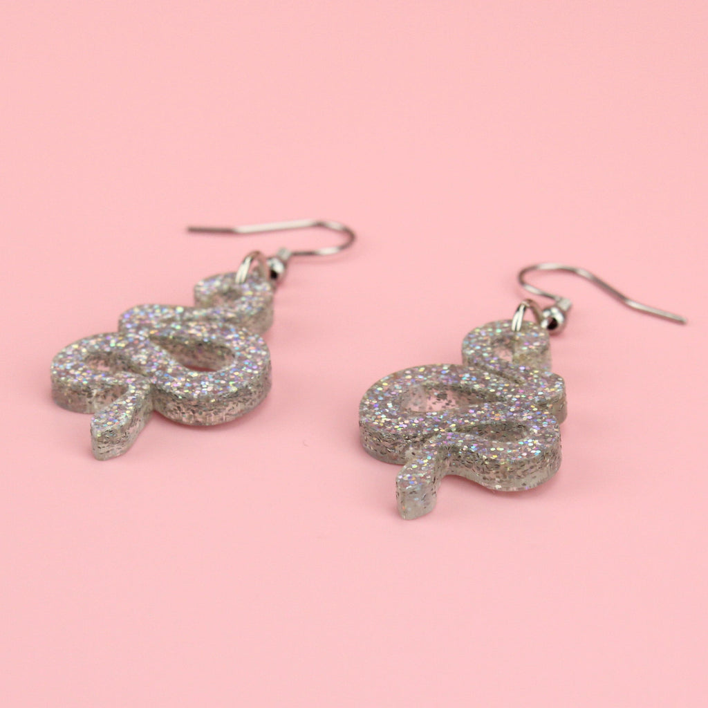 Holographic Glitter Snake Earrings