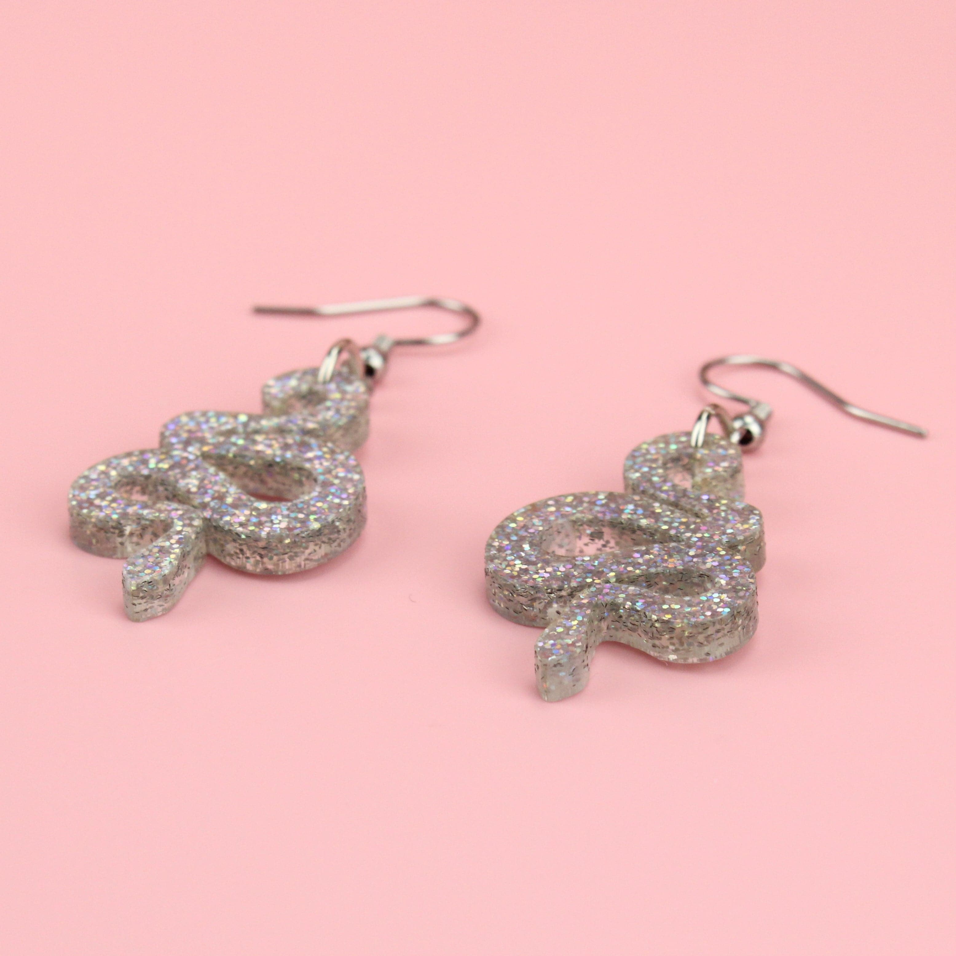 Holographic Glitter Snake Earrings