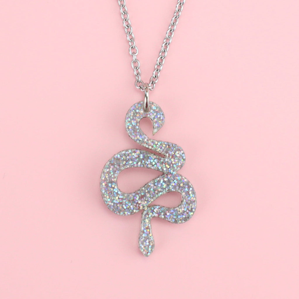 Holographic Glitter Snake Necklace