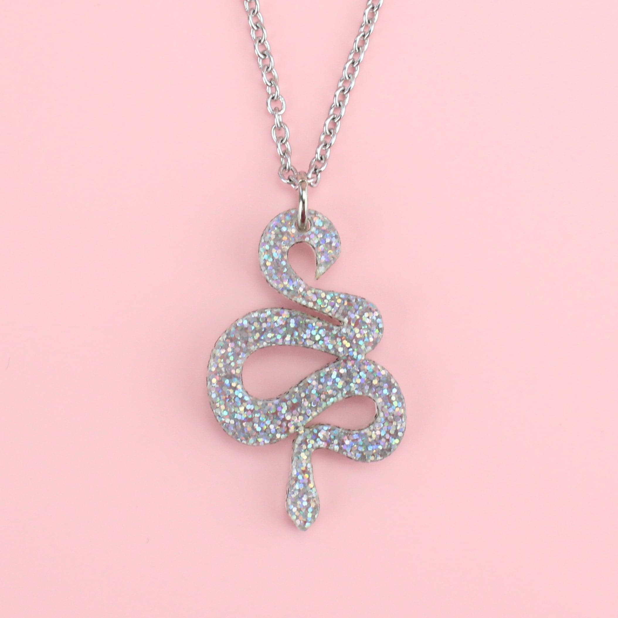 Holographic Glitter Snake Necklace