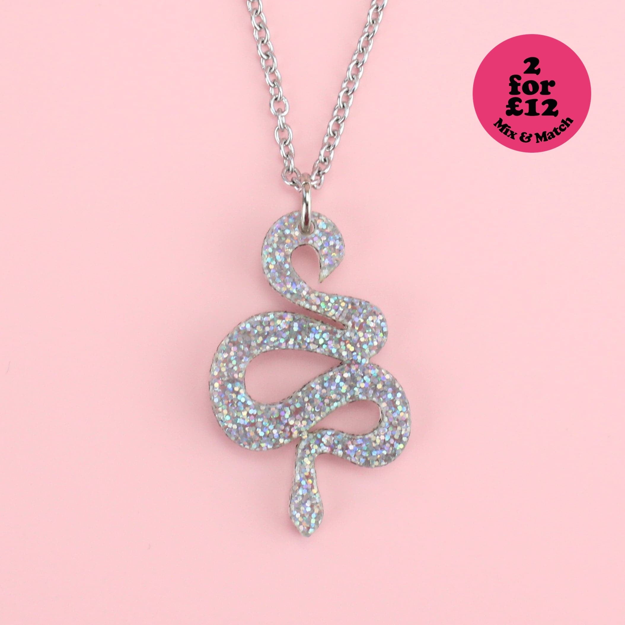 Holographic Glitter Snake Necklace
