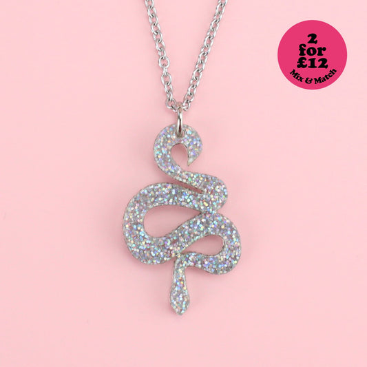 Holographic Glitter Snake Necklace
