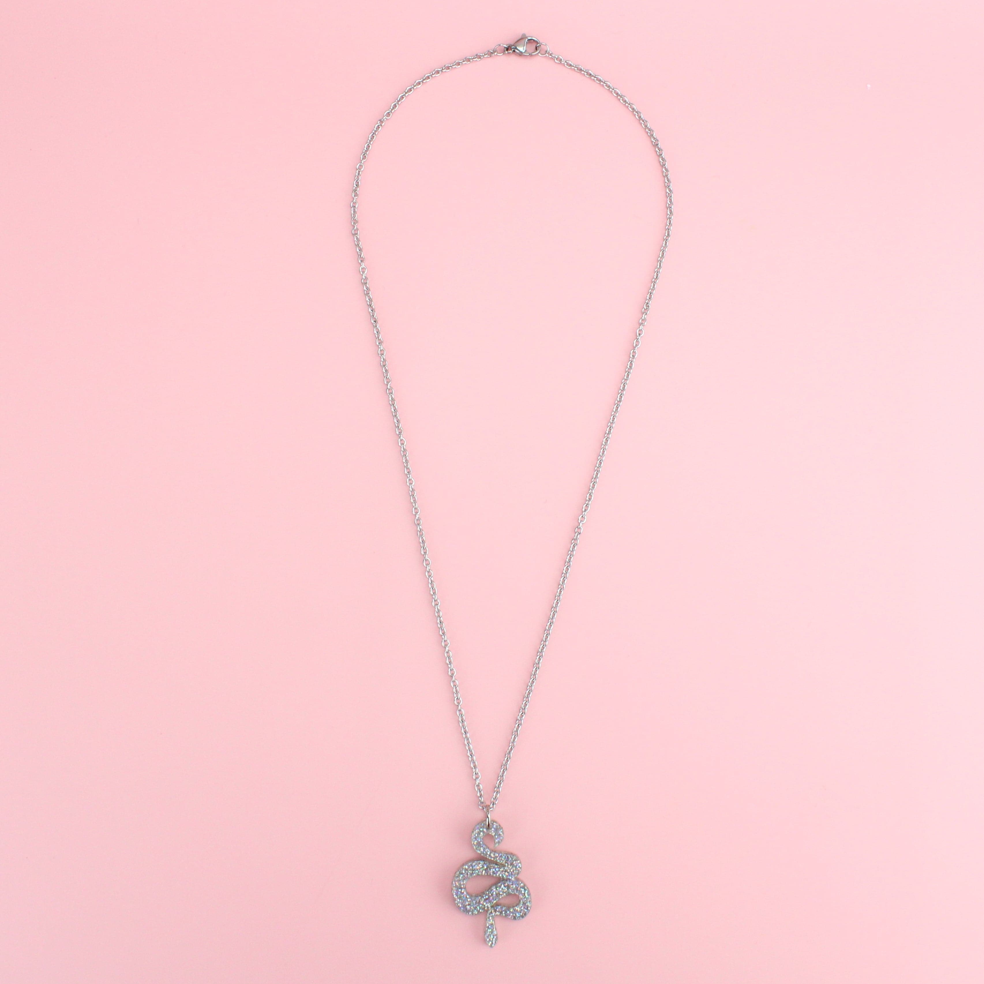Holographic Glitter Snake Necklace