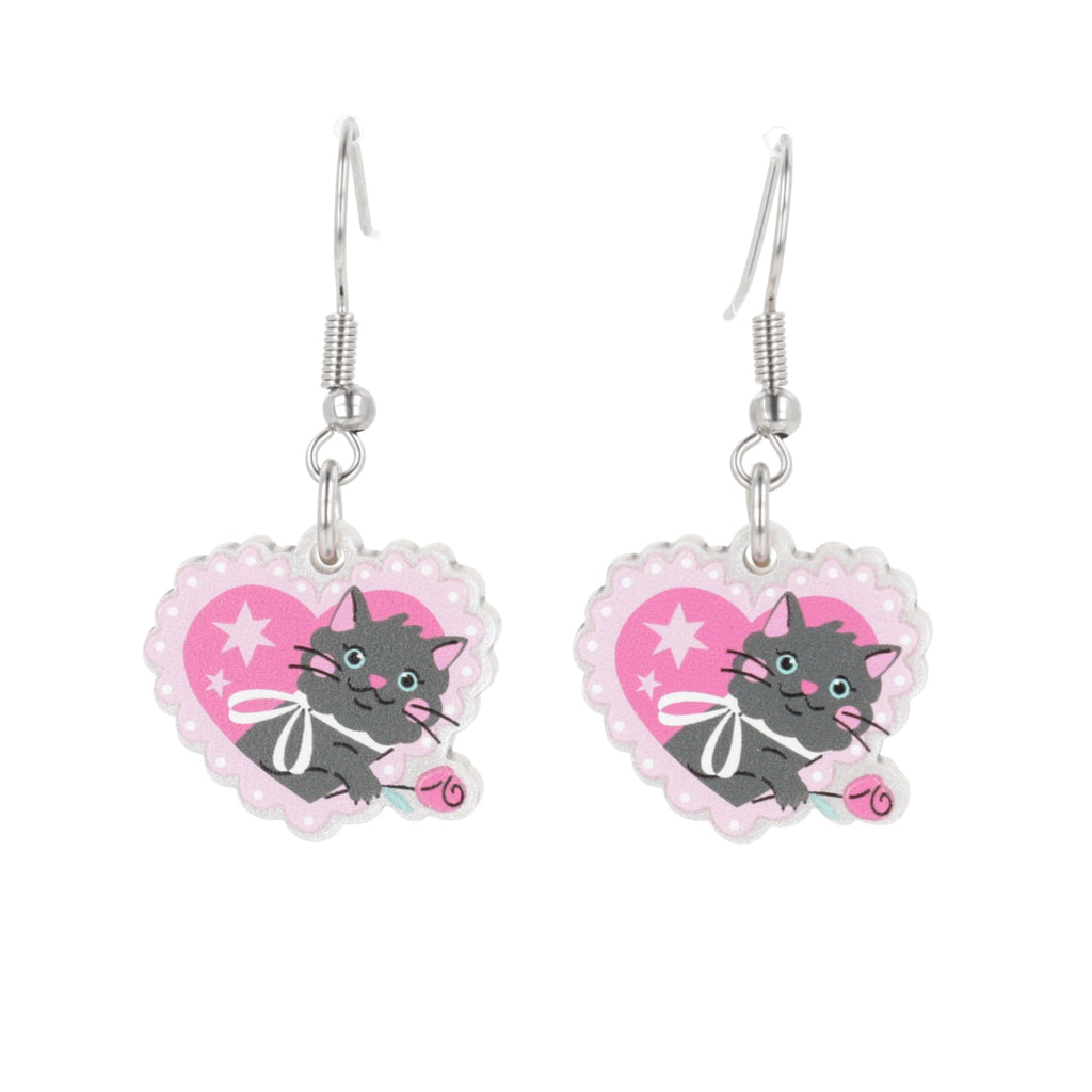 I Give You This Rose Cat Earrings