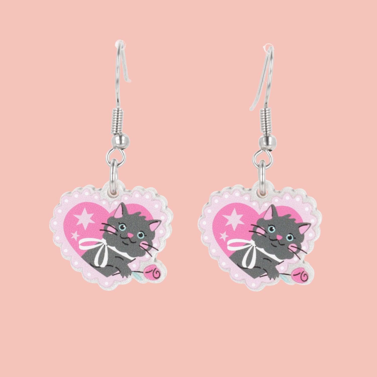 I Give You This Rose Cat Earrings