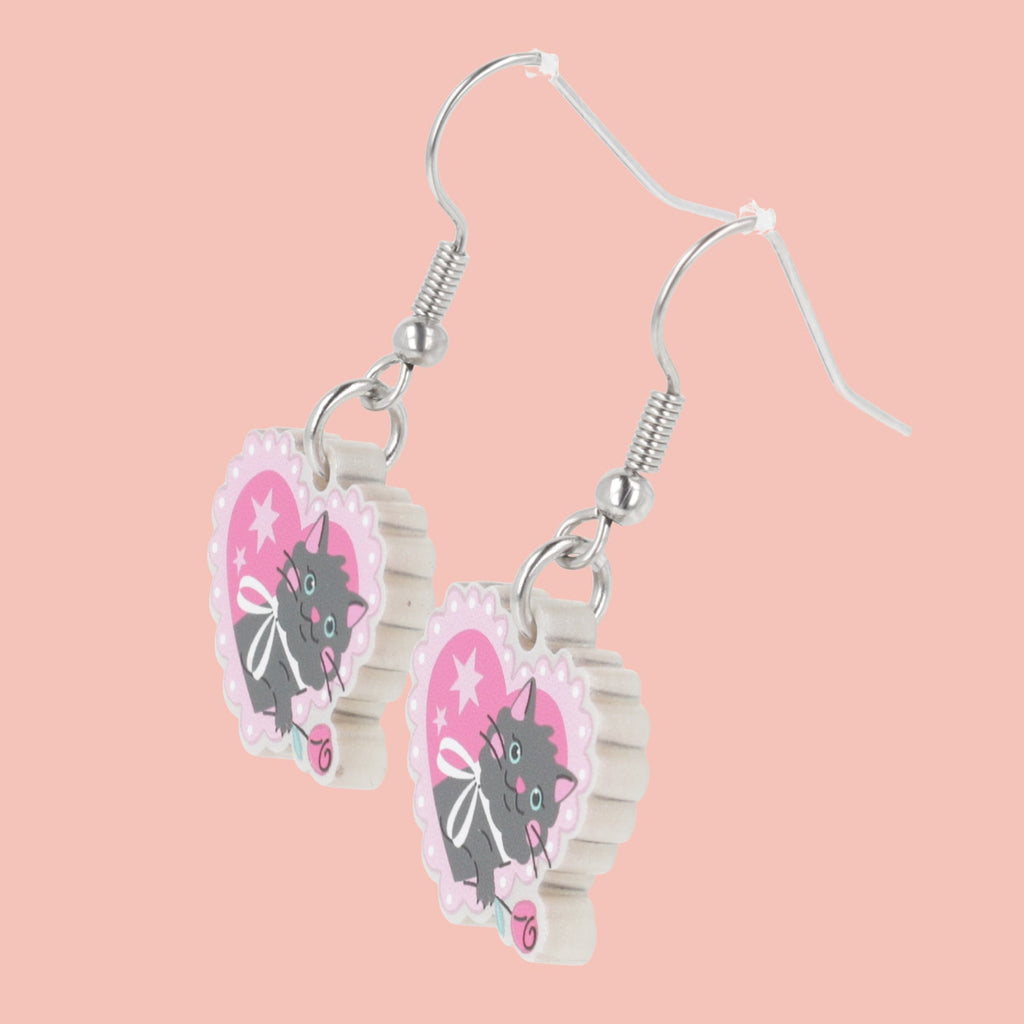 I Give You This Rose Cat Earrings