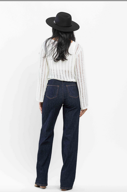 Judy Blue Front Seam Wide Leg Mom Jeans