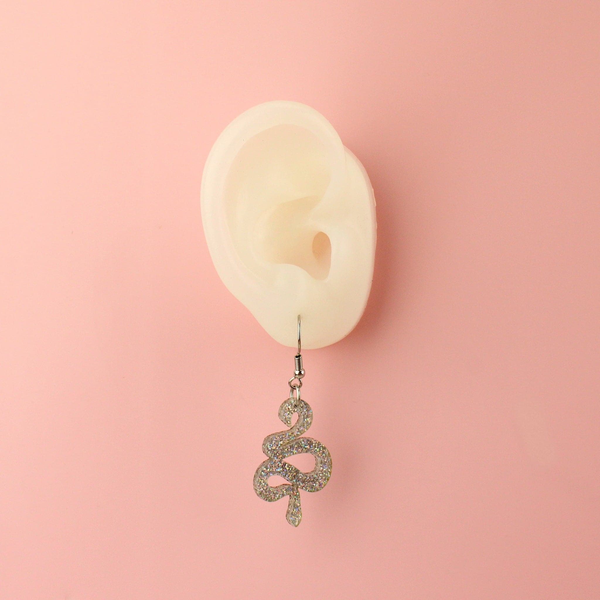 Holographic Glitter Snake Earrings