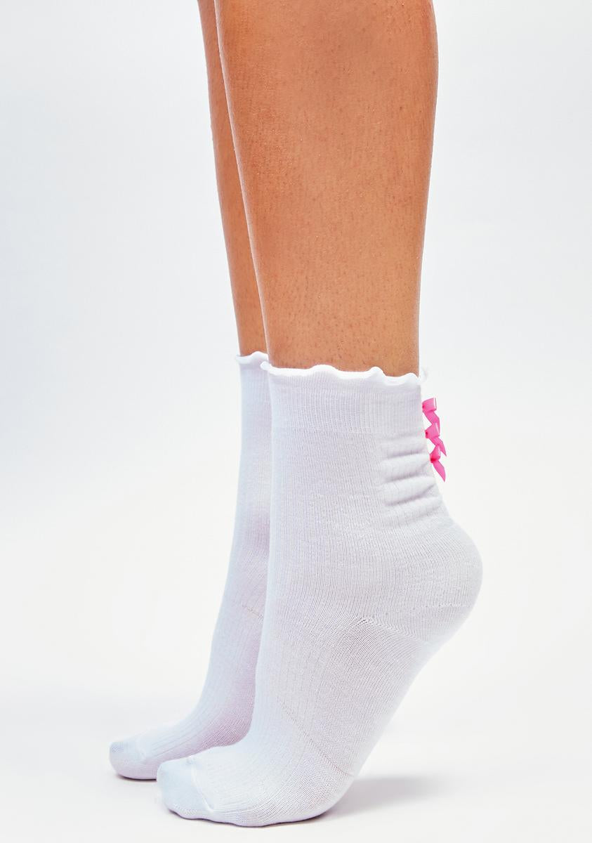 Angel All Dolled Up Bow Crew Socks
