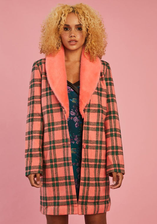 Antique Angel Plaid Peacoat
