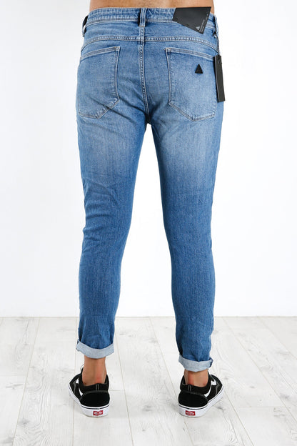 A Dropped Skinny Turn Up Jean Tribe Blue Rip