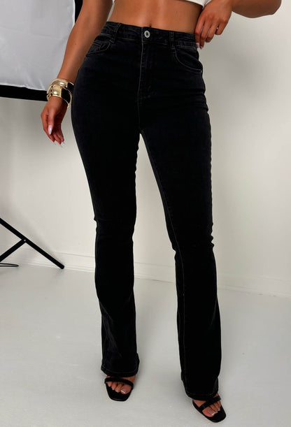 Christiane Black Stretch Push Up Flared Jeans