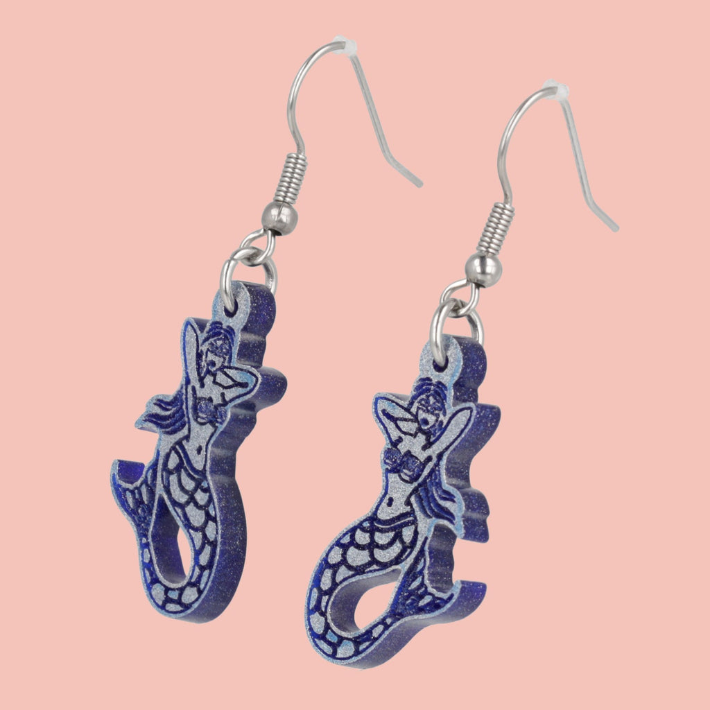 Hello Sailor! Mermaid Earrings - Blue