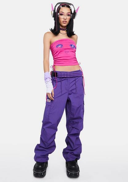 Anime Face Ruched Bandeau Top