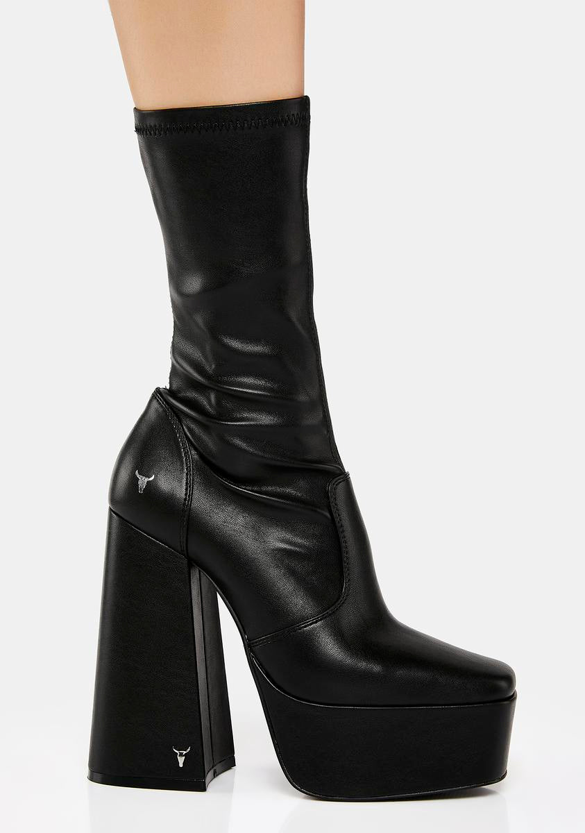 Angelz Black Stretch Sock Boots