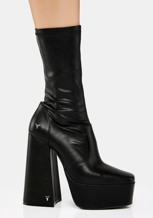 Angelz Black Stretch Sock Boots
