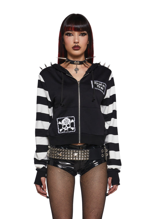 Anger Mismanagement Striped Hoodie